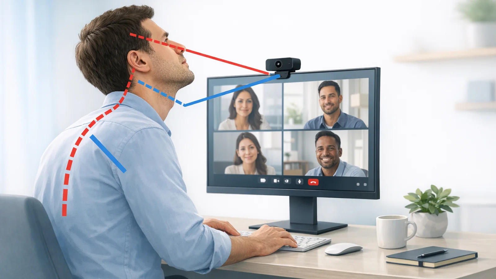 Zoom Neck Pain: Why Video Calls Hurt Even When Your Desk Setup Looks Correct | Posture Reminder AI